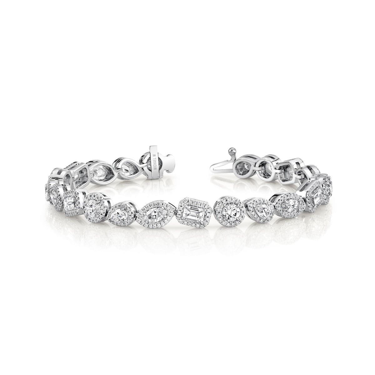 MICHAEL M Fashion Bracelets 14K White Gold Montage Cluster Stud Halo Tennis Bracelet
