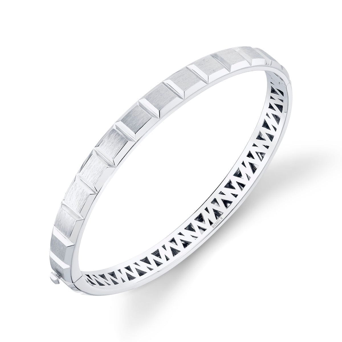 MICHAEL M Fashion Bracelets 14K White Gold / Small Men's Block Bracelet BR402S