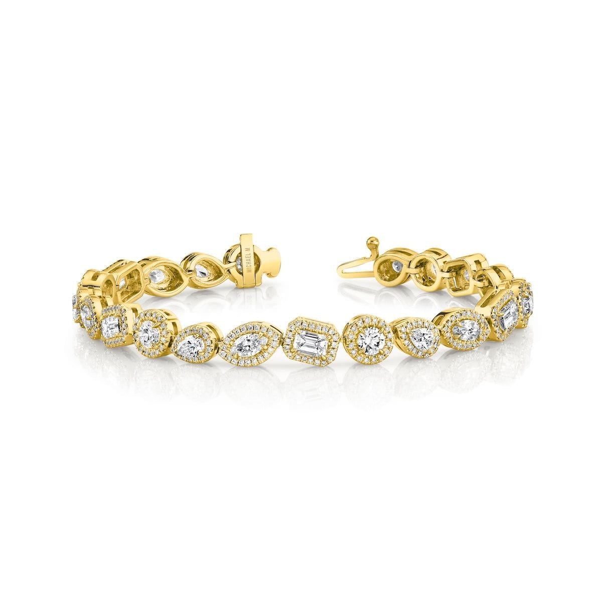 MICHAEL M Fashion Bracelets 14K Yellow Gold Montage Cluster Stud Halo Tennis Bracelet