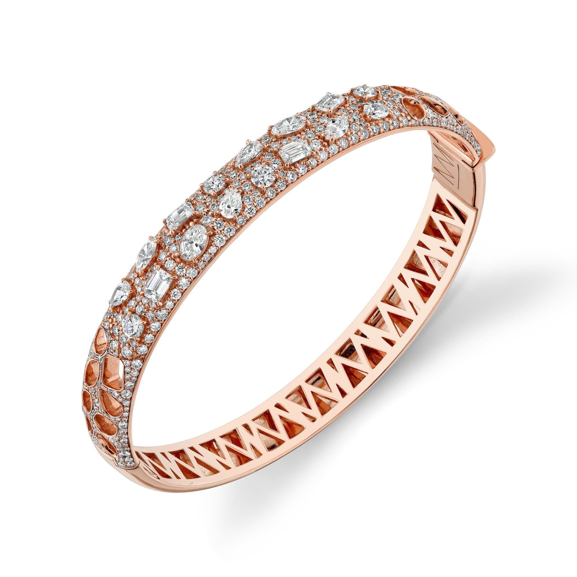 MICHAEL M Fashion Bracelets 18K Rose Gold Montage Luxe Pave Bangle Bracelet