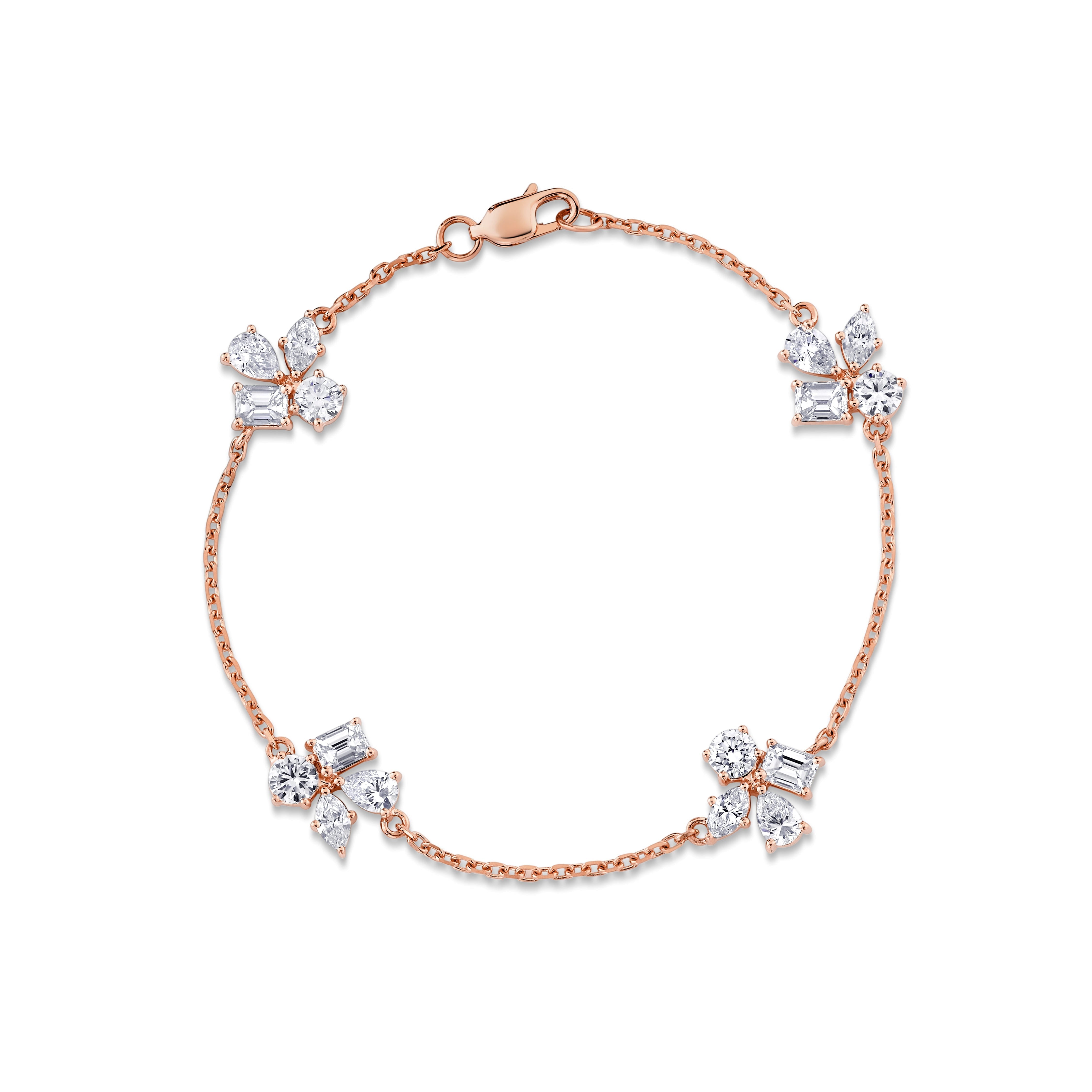 MICHAEL M Fashion Bracelets 18K Rose Gold / Small Montage 4 Cluster Chain Bracelet BR542