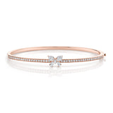 MICHAEL M Fashion Bracelets 18K Rose Gold / Small Montage Single Butterfly Bangle with Pavé BR412S