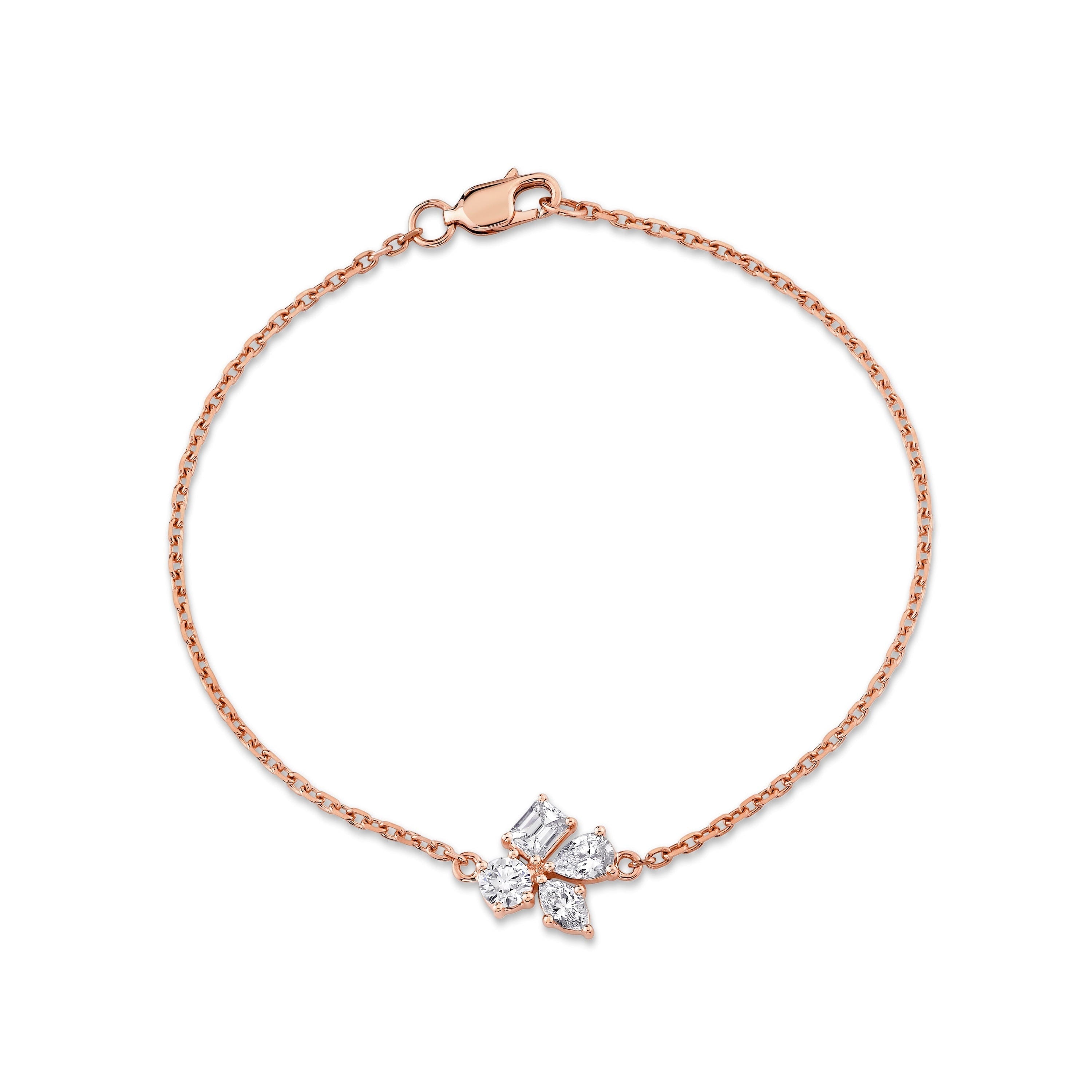 MICHAEL M Fashion Bracelets 18K Rose Gold / Small Montage Single Cluster Chain Bracelet BR541