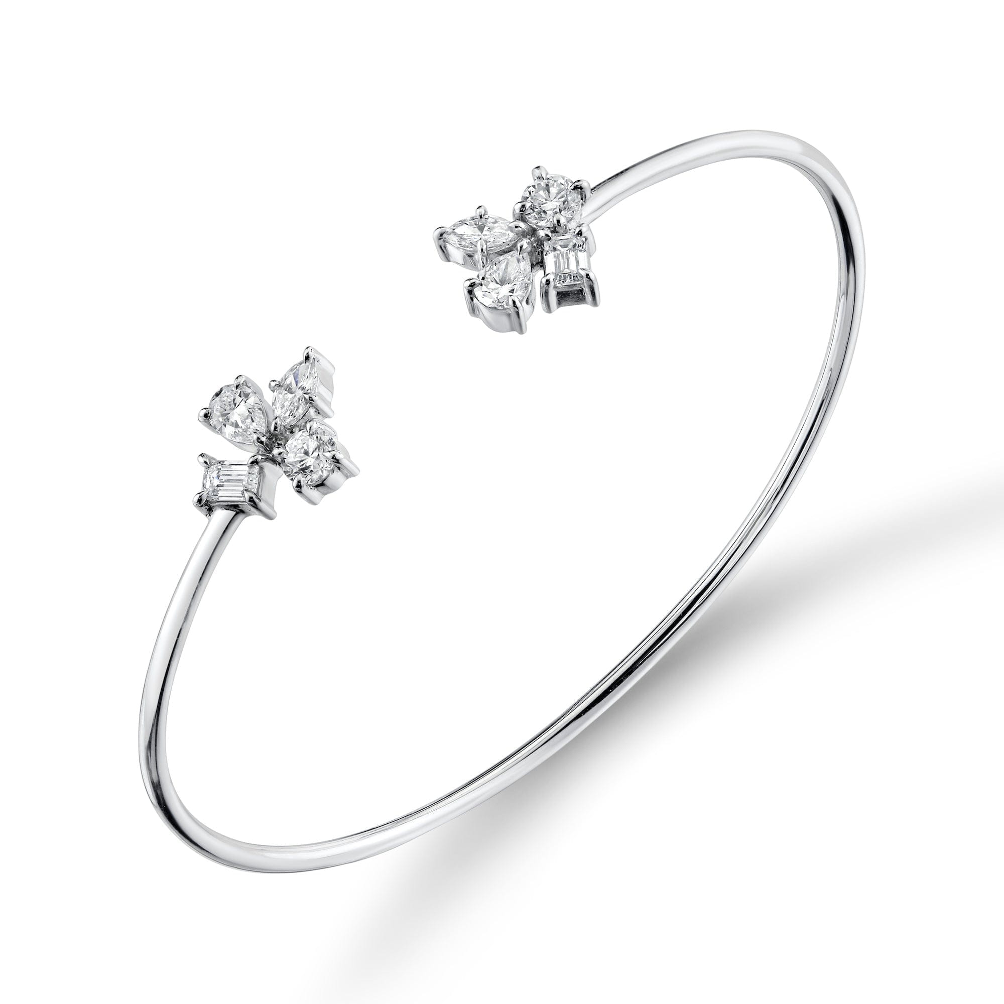 MICHAEL M Fashion Bracelets 18K White Gold Montage Cluster Cuff BR412M