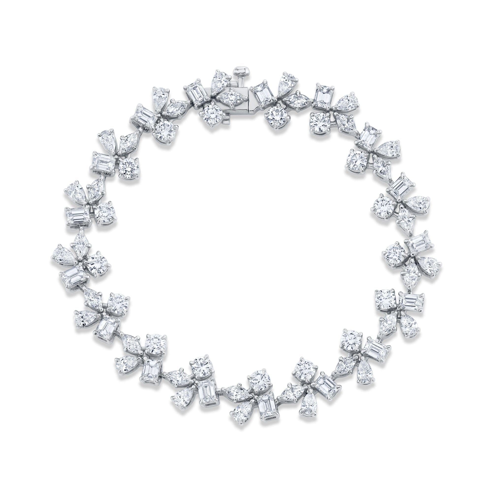 MICHAEL M Fashion Bracelets 18K White Gold Montage Cluster Tennis Bracelet BR543M