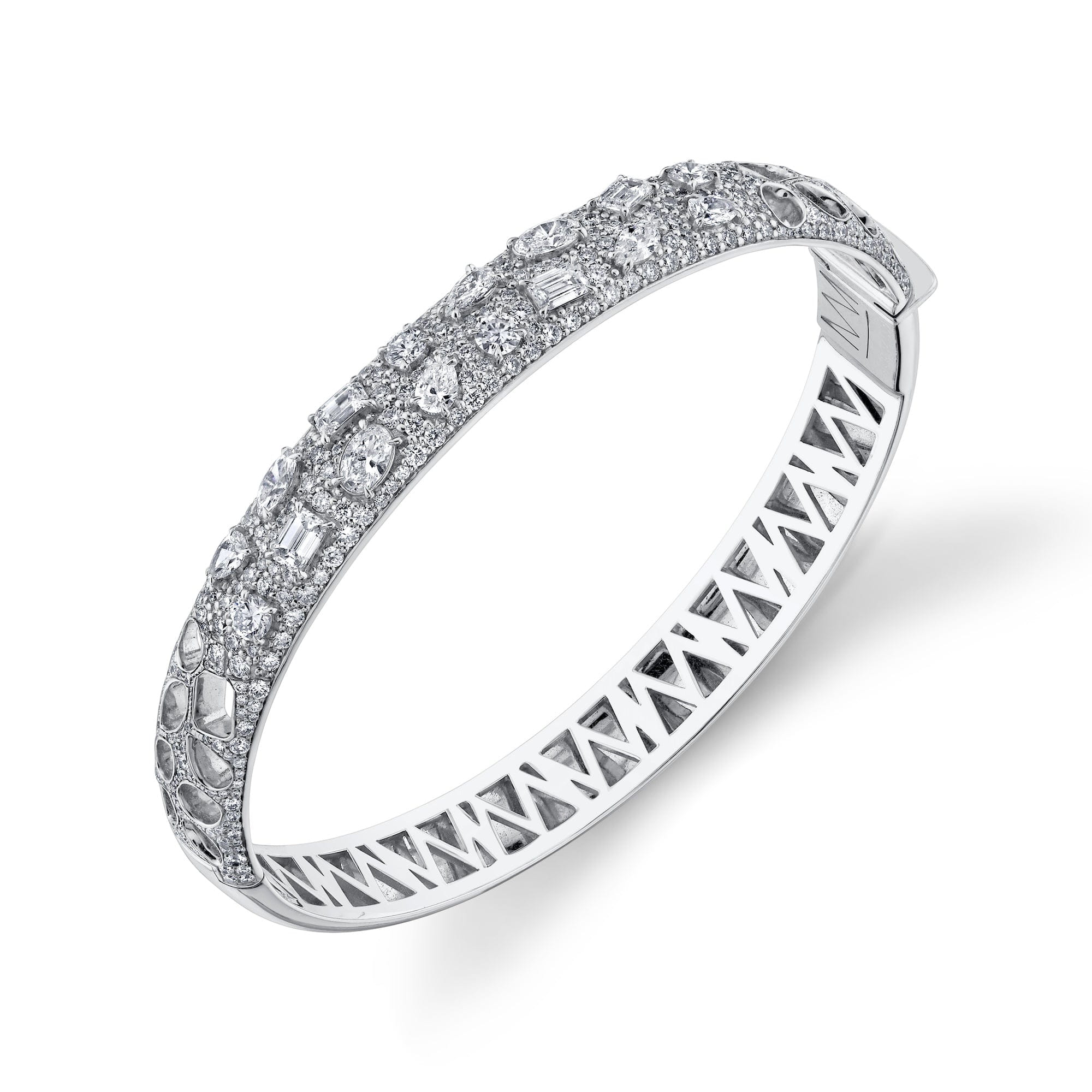 MICHAEL M Fashion Bracelets 18K White Gold Montage Luxe Pave Bangle Bracelet