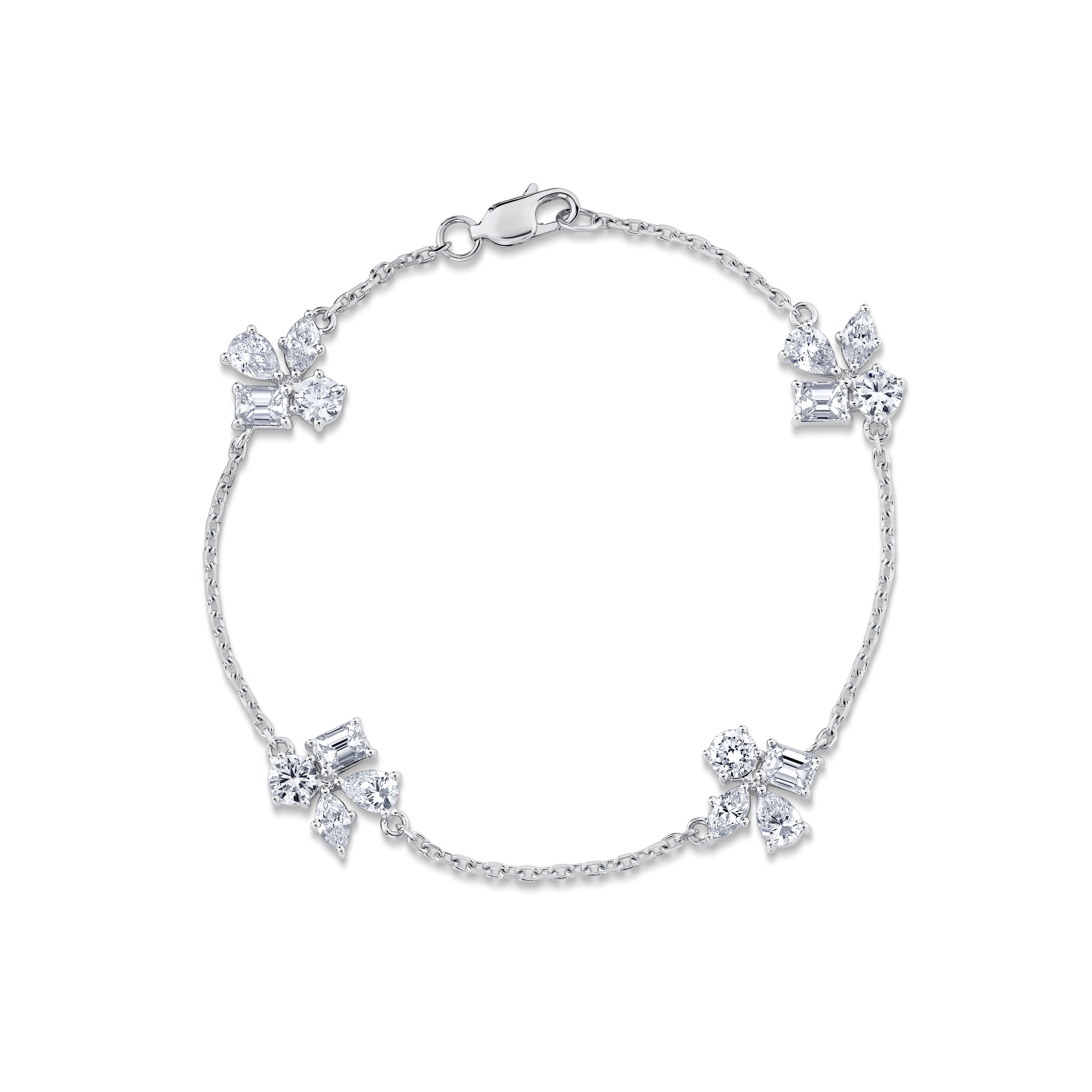 MICHAEL M Fashion Bracelets 18K White Gold / Small Montage 4 Cluster Chain Bracelet BR542