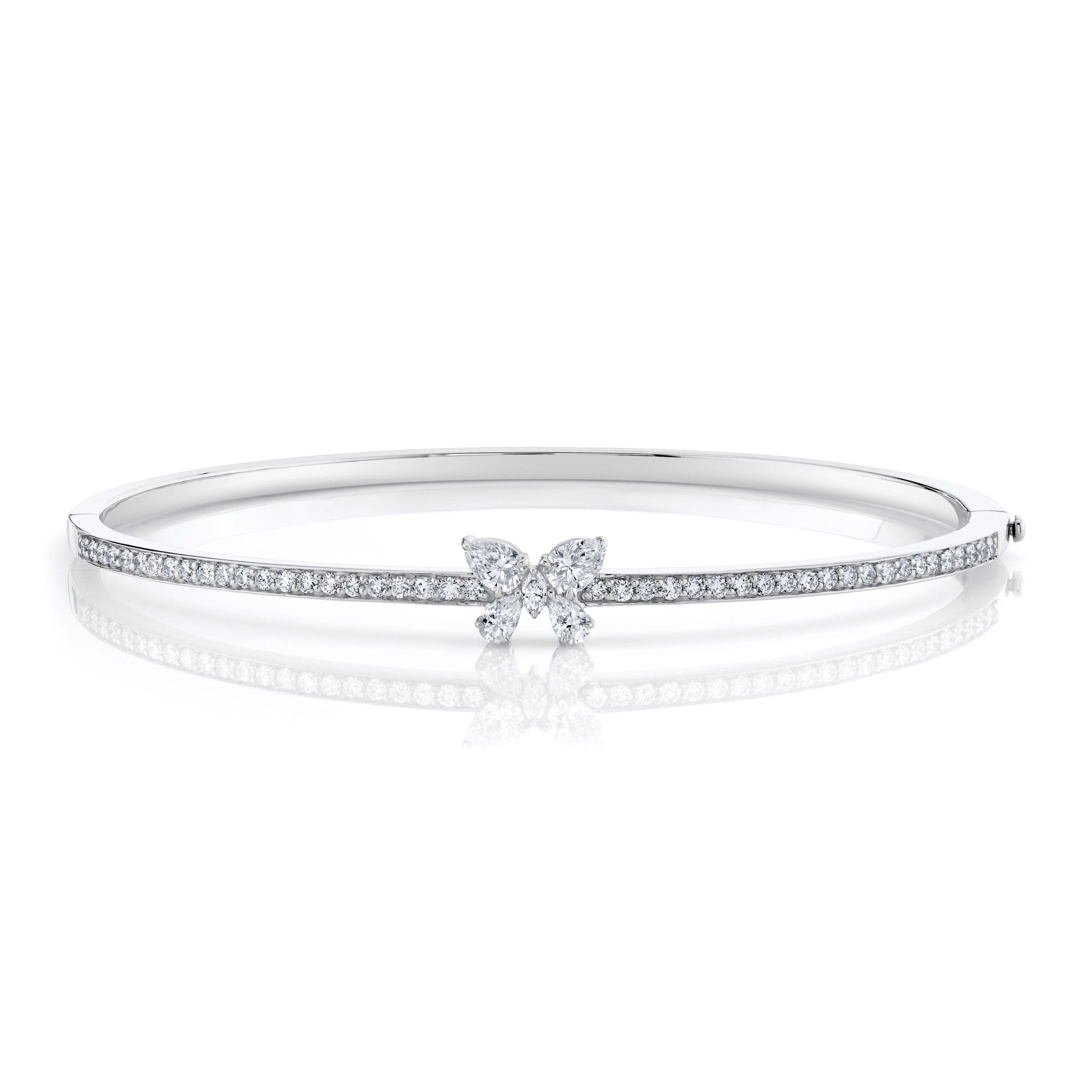 MICHAEL M Fashion Bracelets 18K White Gold / Small Montage Single Butterfly Bangle with Pavé BR412S