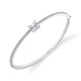 MICHAEL M Fashion Bracelets 18K White Gold / Small Montage Single Cluster Bangle