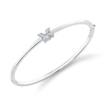 MICHAEL M Fashion Bracelets 18K White Gold / Small Montage Single Cluster Bangle BR420S