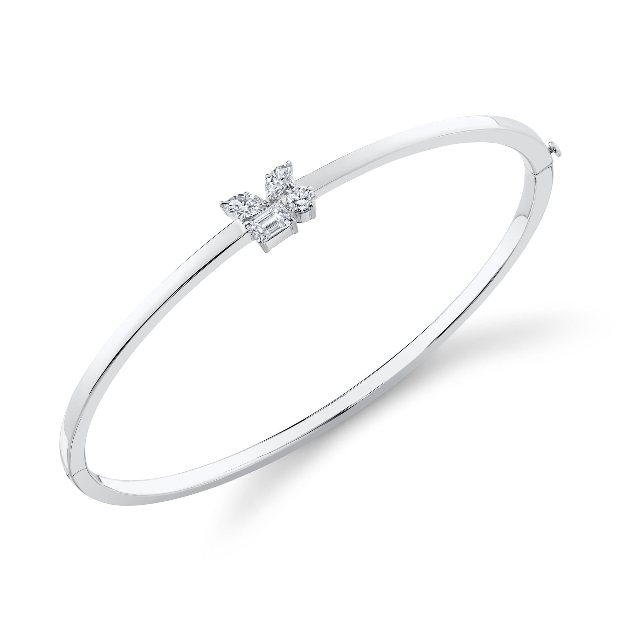 MICHAEL M Fashion Bracelets 18K White Gold / Small Montage Single Cluster Bangle BR420S