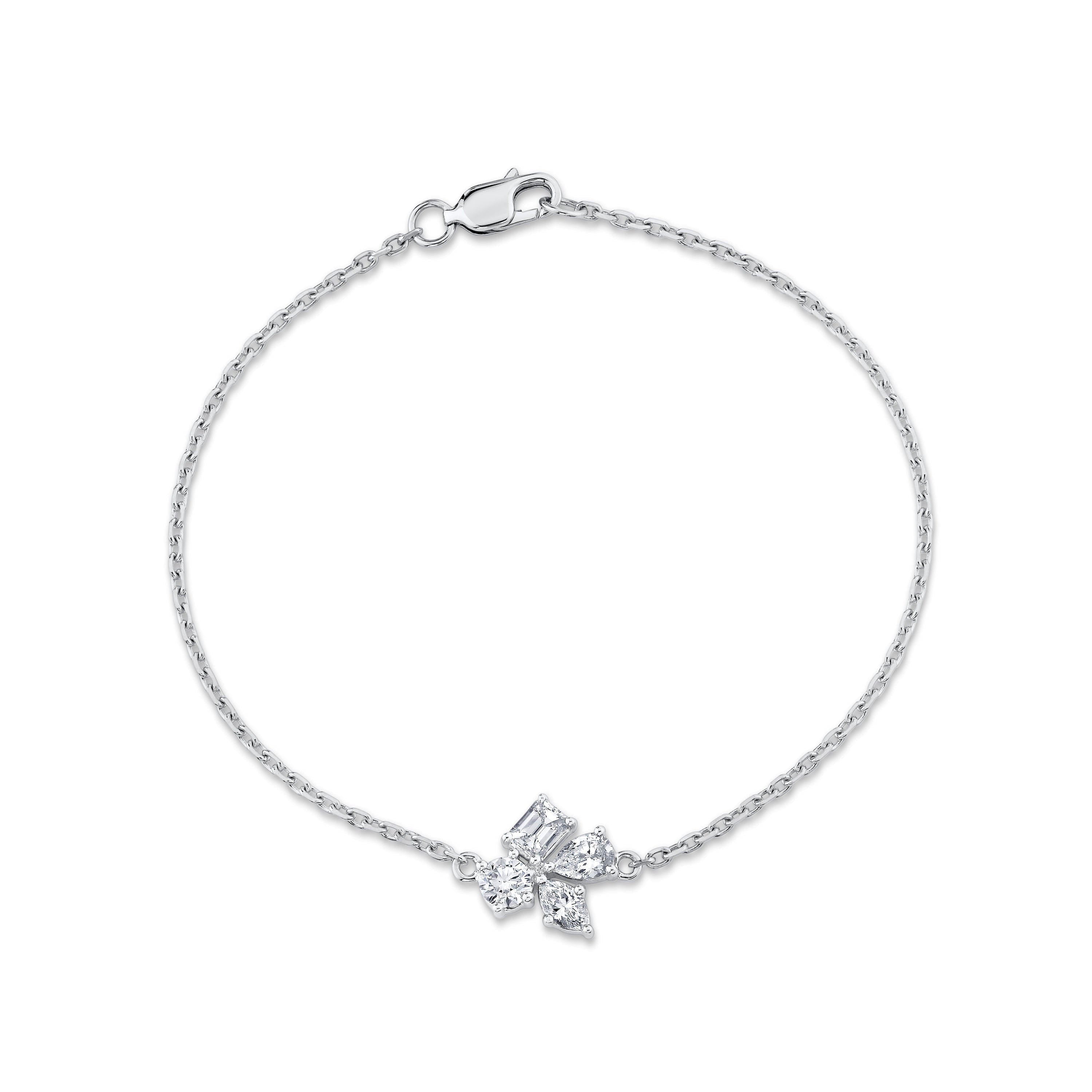 MICHAEL M Fashion Bracelets 18K White Gold / Small Montage Single Cluster Chain Bracelet BR541