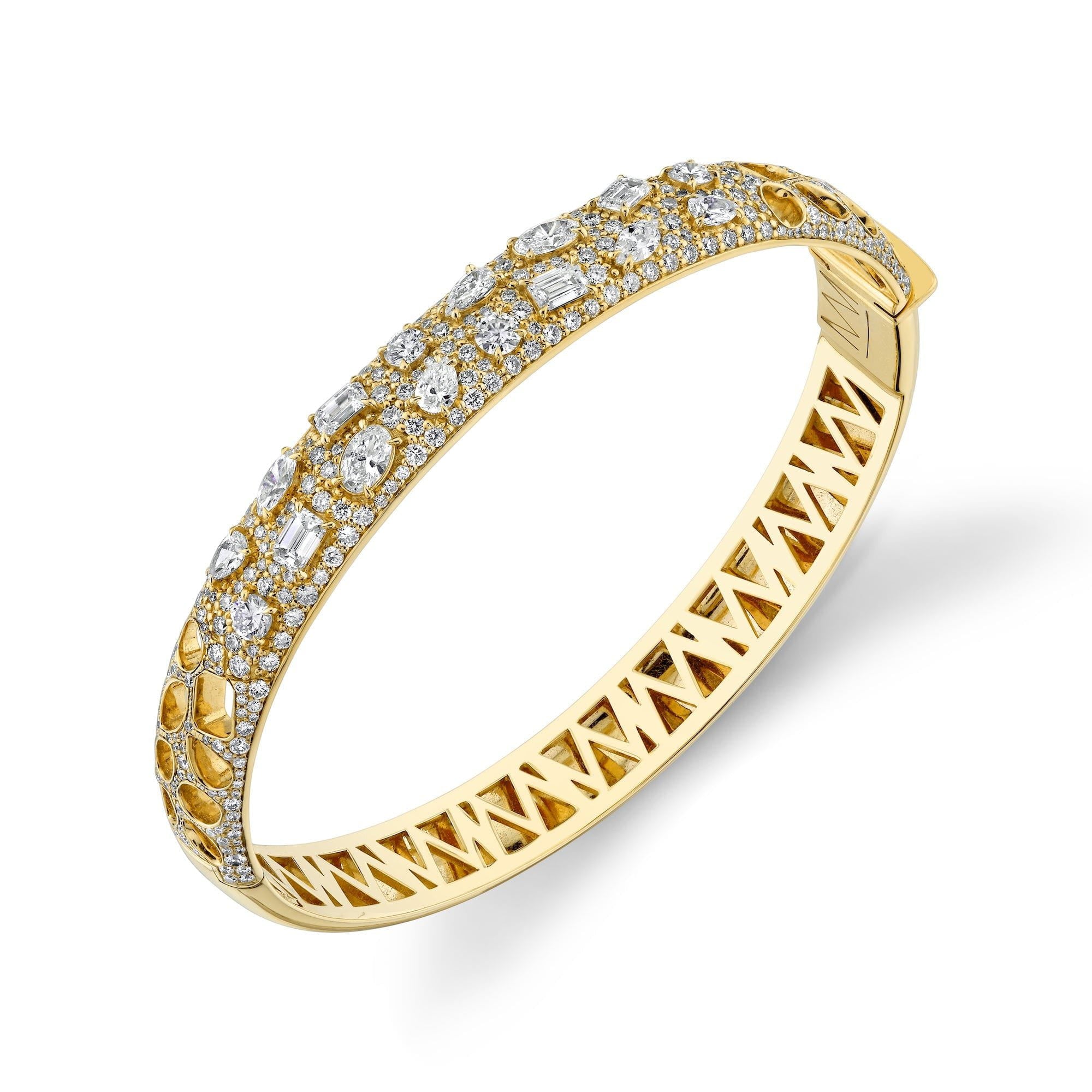 MICHAEL M Fashion Bracelets 18K Yellow Gold Montage Luxe Pave Bangle Bracelet