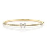 MICHAEL M Fashion Bracelets 18K Yellow Gold / Small Montage Single Butterfly Bangle with Pavé BR412S