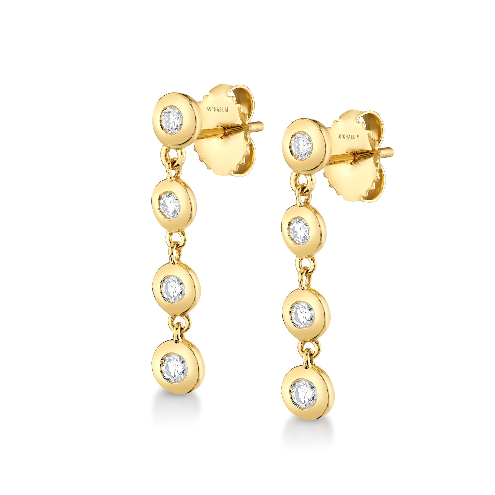 MICHAEL M Fashion Earrings 14K Yellow Gold Bezel Petite Round Earrings ER414S