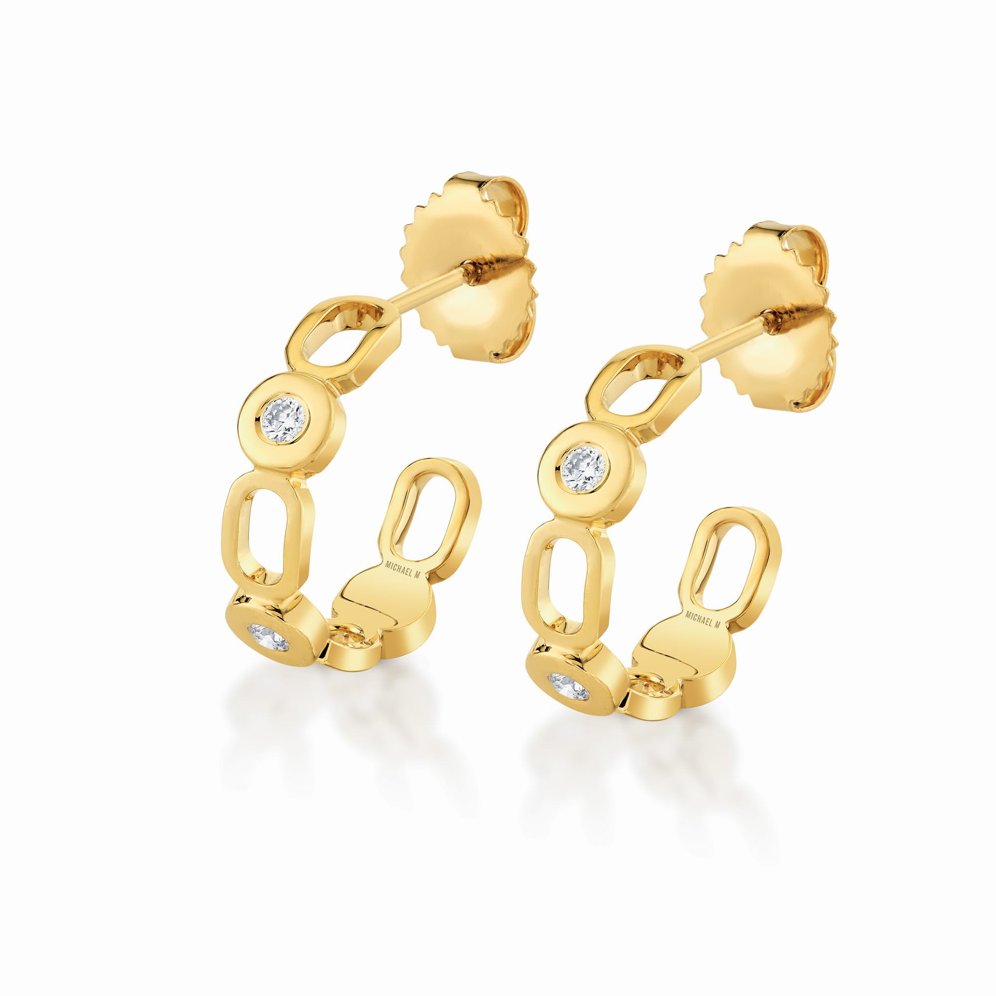 Link Petite Bezel Hoops ER358S | MICHAEL M