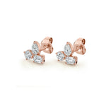 MICHAEL M Fashion Earrings 18K Rose Gold Montage 3 Cluster Stud Earrings