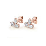 MICHAEL M Fashion Earrings 18K Rose Gold Montage 3 Cluster Stud Earrings