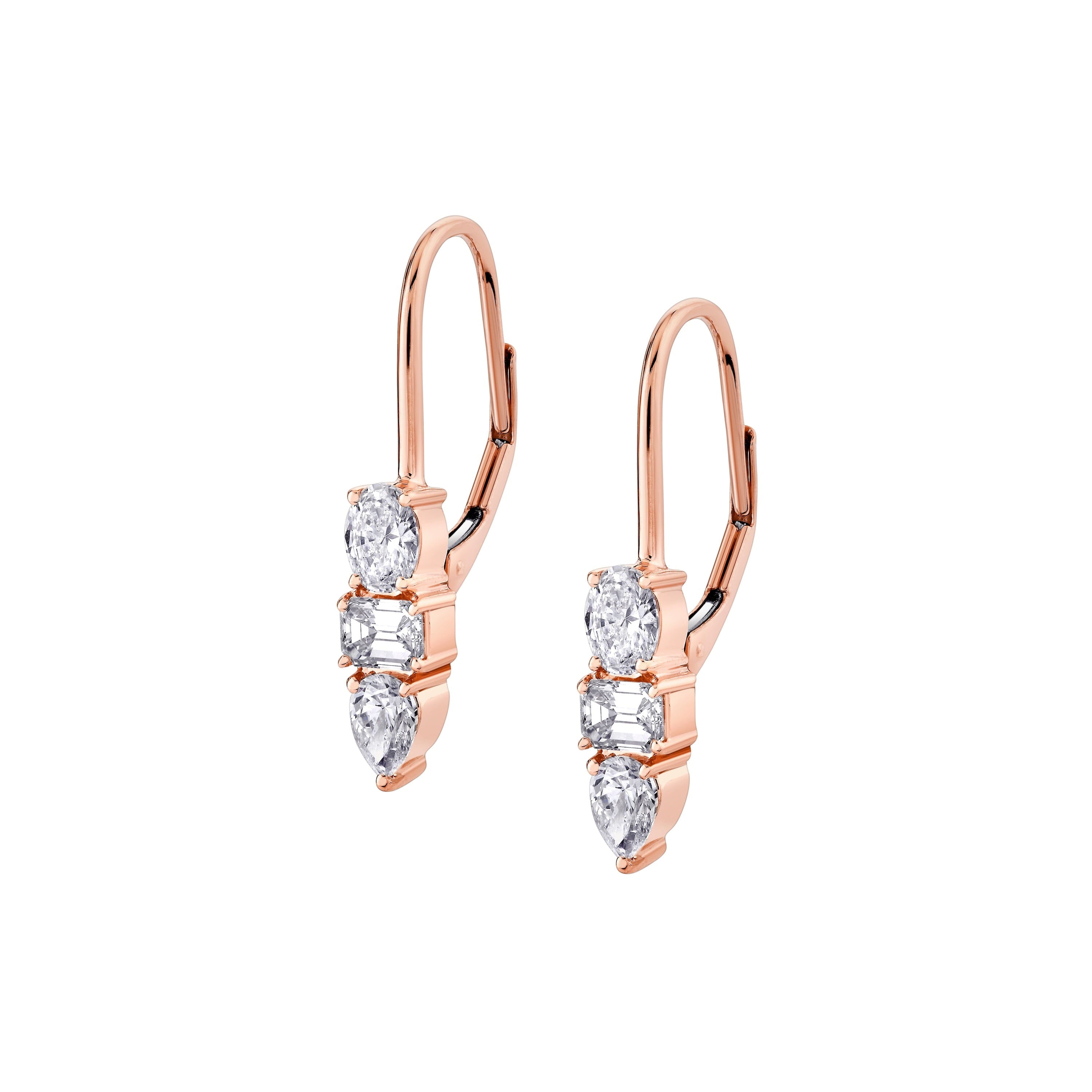 MICHAEL M Fashion Earrings 18K Rose Gold Montage 3 Drop Earrings ER614