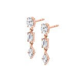 MICHAEL M Fashion Earrings 18K Rose Gold Montage 3 Stone Drop Earrings ER603