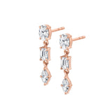MICHAEL M Fashion Earrings 18K Rose Gold Montage 3 Stone Drop Earrings ER603