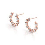 MICHAEL M Fashion Earrings 18K Rose Gold Montage Baguette Front-to-Back Hoops