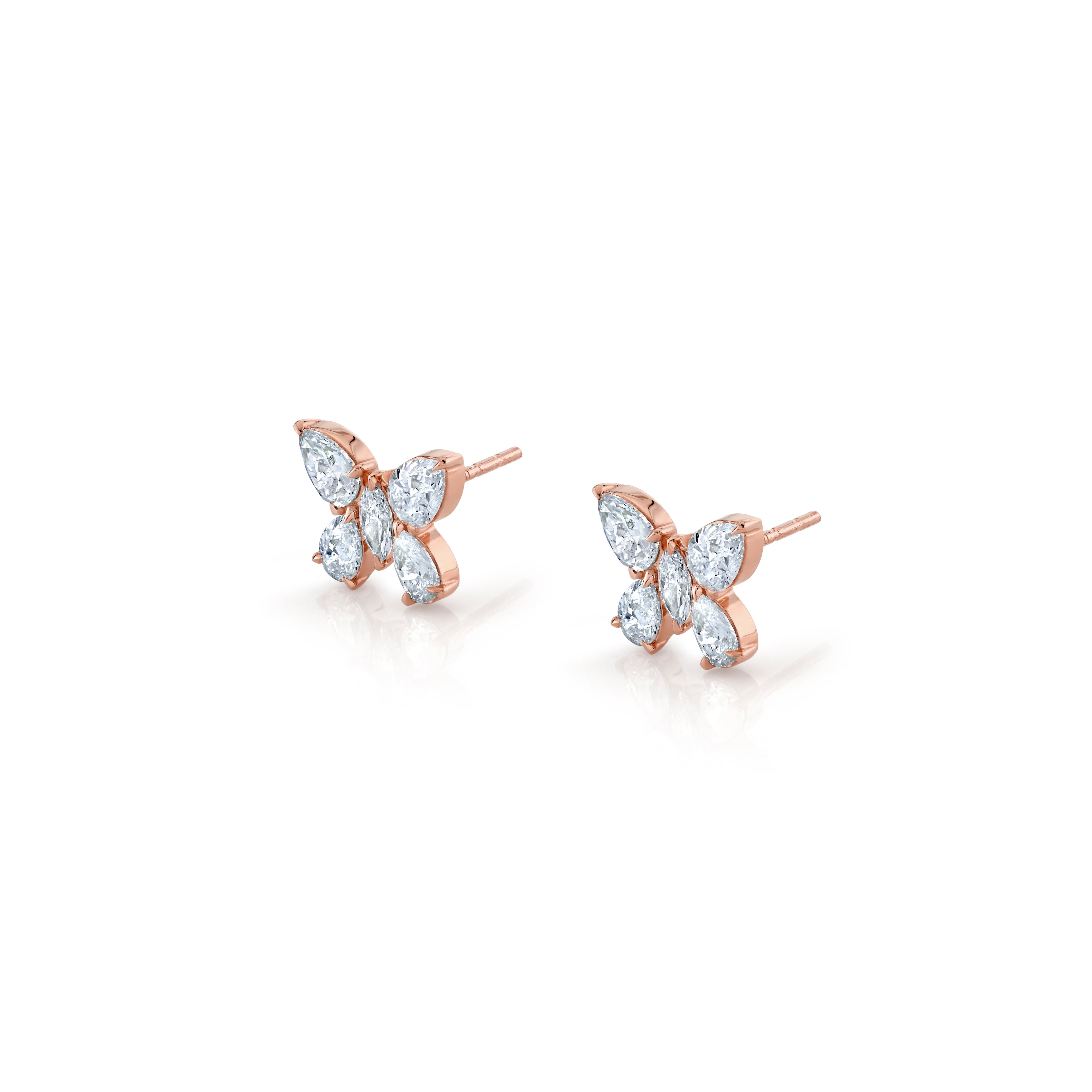 MICHAEL M Fashion Earrings 18K Rose Gold Montage Butterfly Stud Earrings