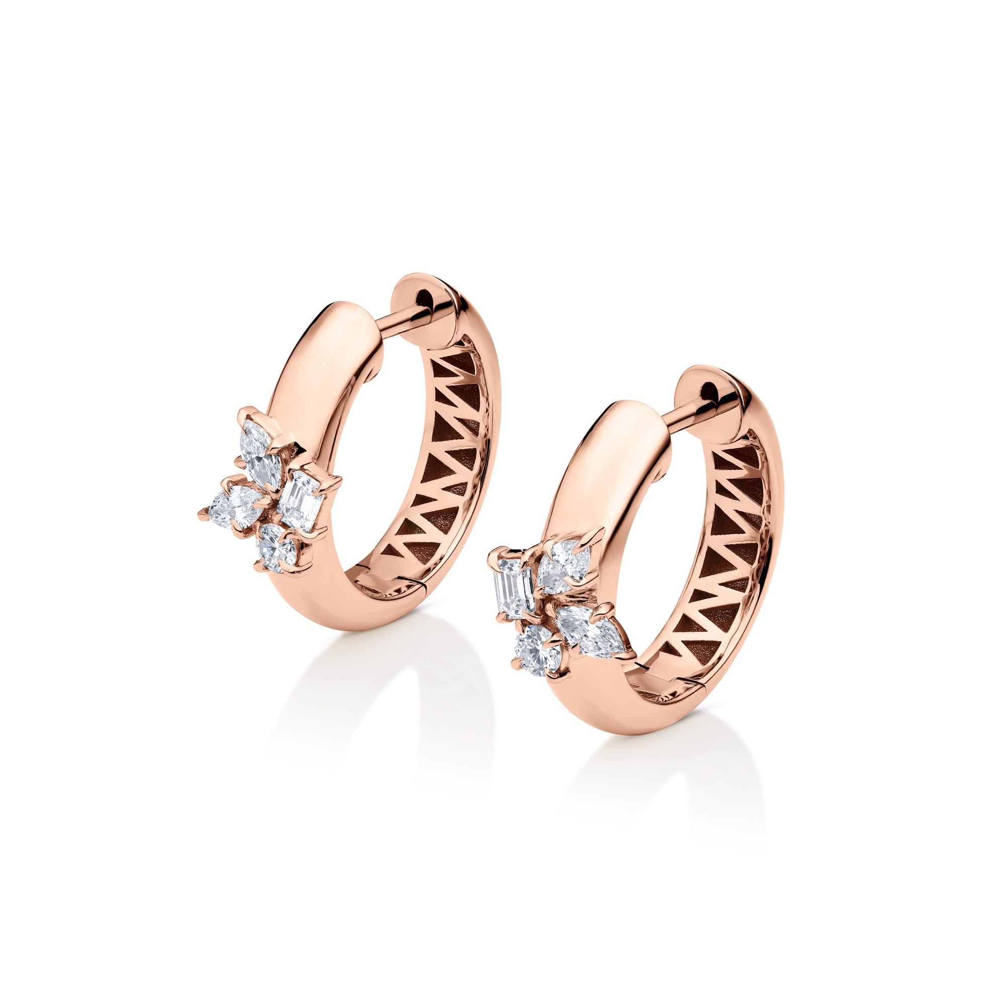 MICHAEL M Fashion Earrings 18K Rose Gold Montage Cluster Hoops ER645