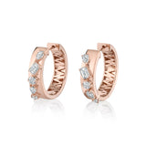 MICHAEL M Fashion Earrings 18K Rose Gold Montage Diamond Cross Hoops ER618