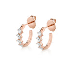 MICHAEL M Fashion Earrings 18K Rose Gold Montage Emerald Cut Diamond Hoops ER626