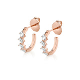 MICHAEL M Fashion Earrings 18K Rose Gold Montage Emerald Cut Diamond Hoops ER626