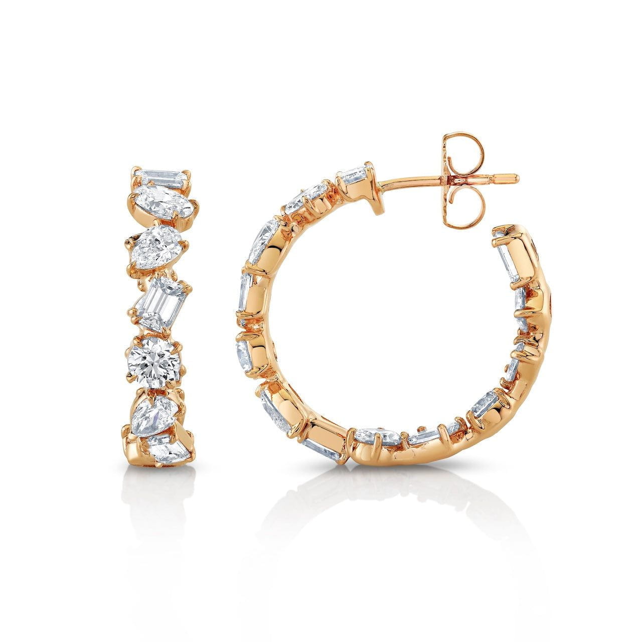 MICHAEL M Fashion Earrings 18K Rose Gold Montage Hoop Earrings ER600