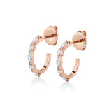 MICHAEL M Fashion Earrings 18K Rose Gold Montage Marquise and Round Cut Diamond Hoops ER624