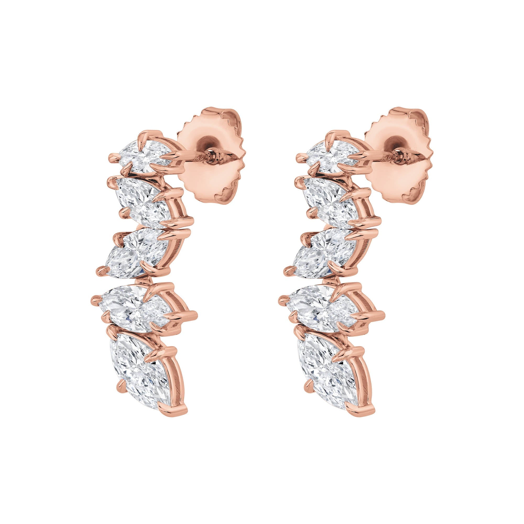 MICHAEL M Fashion Earrings 18K Rose Gold Montage Marquise Drop Earrings ER635
