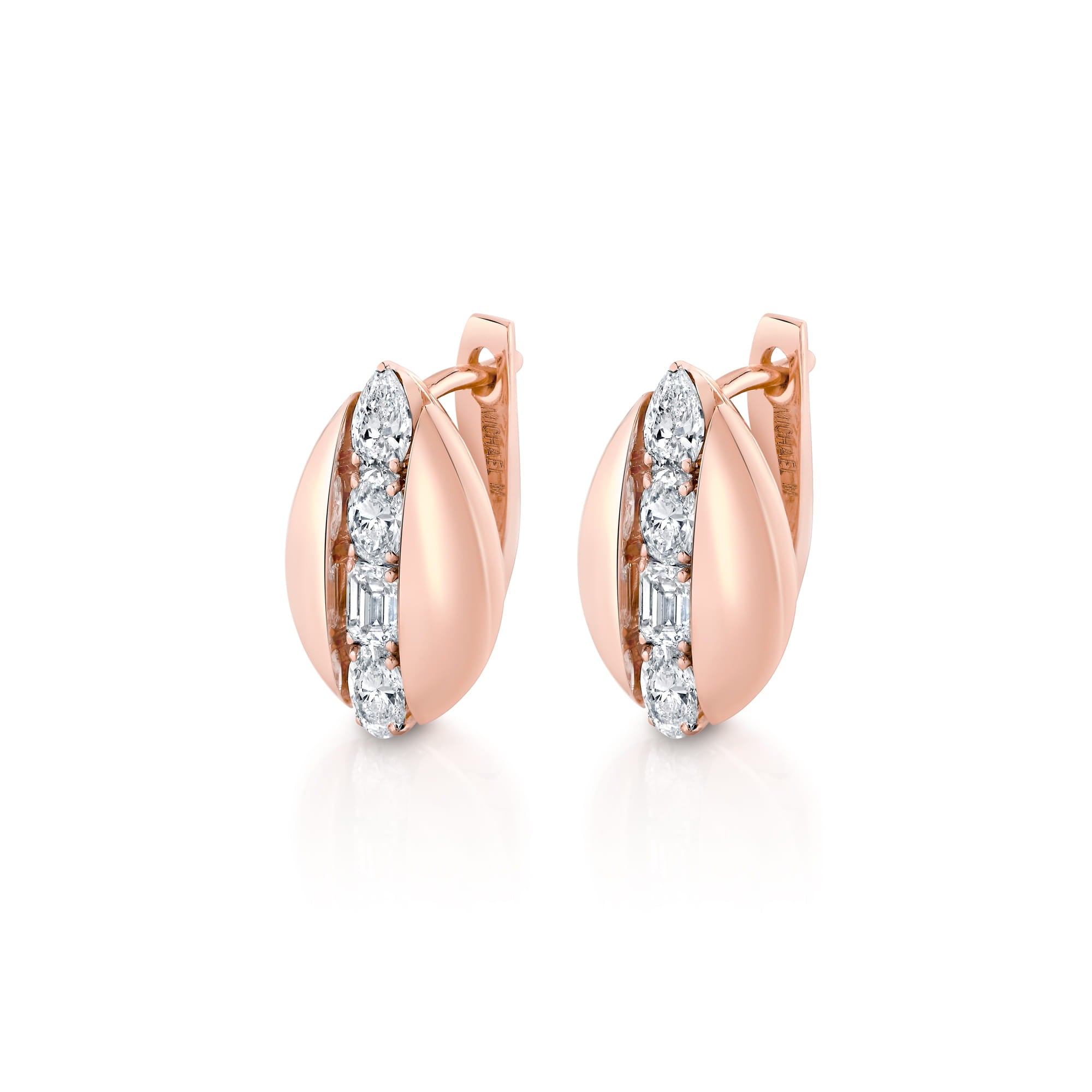 MICHAEL M Fashion Earrings 18K Rose Gold Montage Mixed-Cut Sculpted Earrings ER650