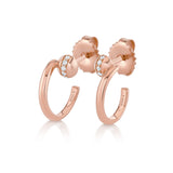 MICHAEL M Fashion Earrings 18K Rose Gold Orb Bypass Hoop Earrings ER636