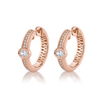 MICHAEL M Fashion Earrings 18K Rose Gold Orb Pavé Bezel Hoop Earrings ER639