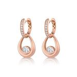 MICHAEL M Fashion Earrings 18K Rose Gold Orb Teardrop Bezel Drop Earrings ER641
