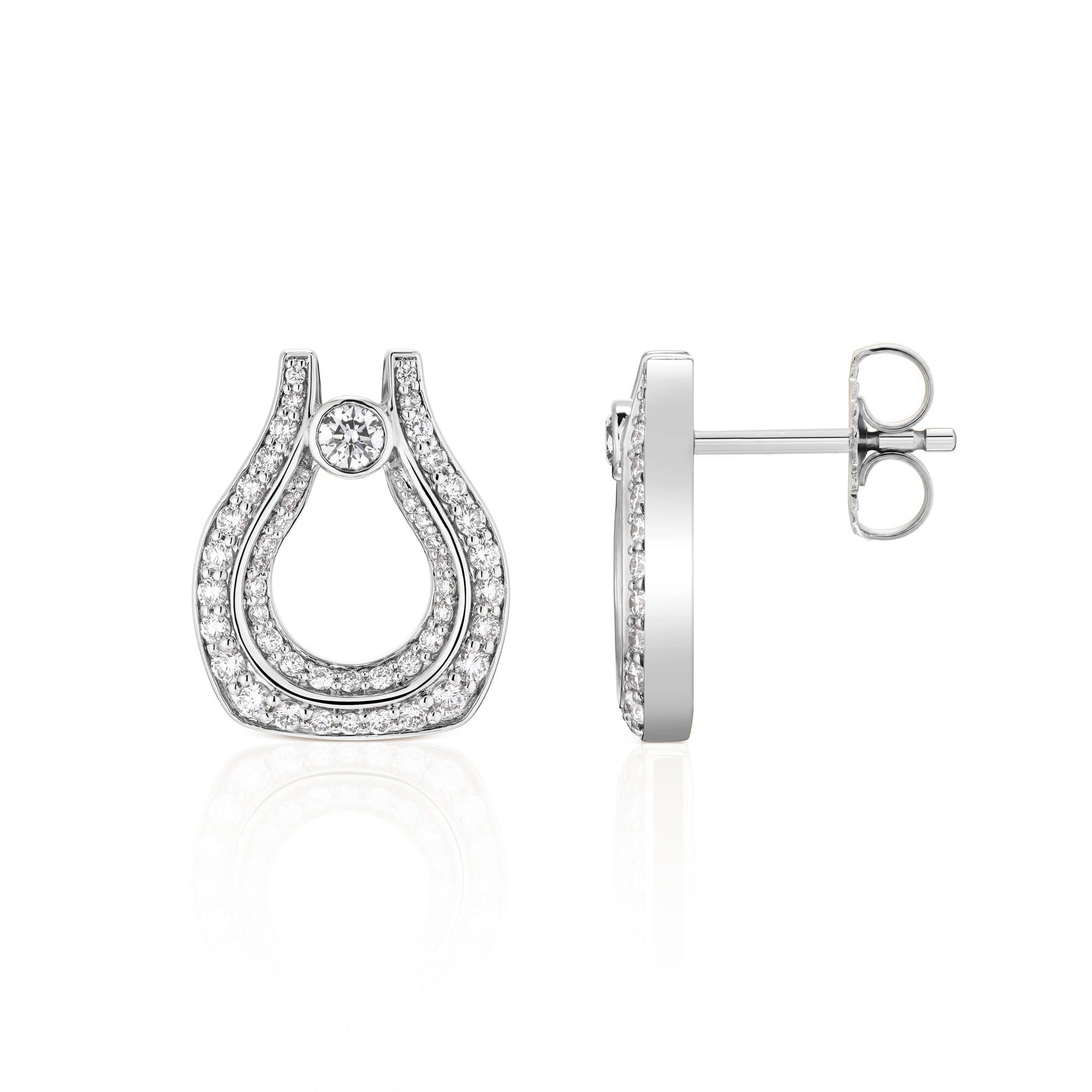 MICHAEL M Fashion Earrings 18K White Gold Europa Pavé Open Motif Earrings ER642
