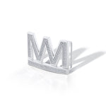 MICHAEL M Fashion Earrings 18K White Gold Men's Michael M Logo Belt Buckle