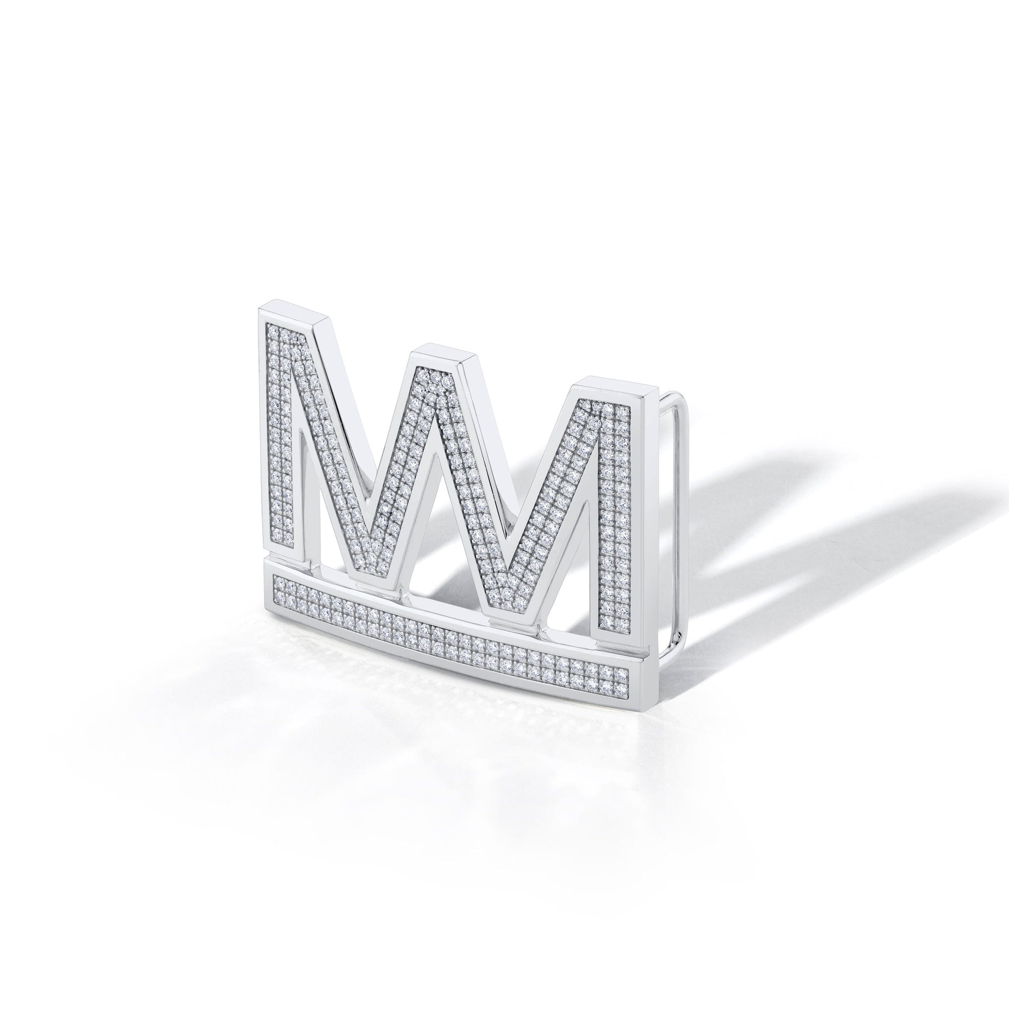 MICHAEL M Fashion Earrings 18K White Gold Men's Michael M Logo Belt Buckle