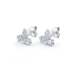 MICHAEL M Fashion Earrings 18K White Gold Montage 3 Cluster Stud Earrings