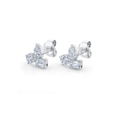 MICHAEL M Fashion Earrings 18K White Gold Montage 3 Cluster Stud Earrings