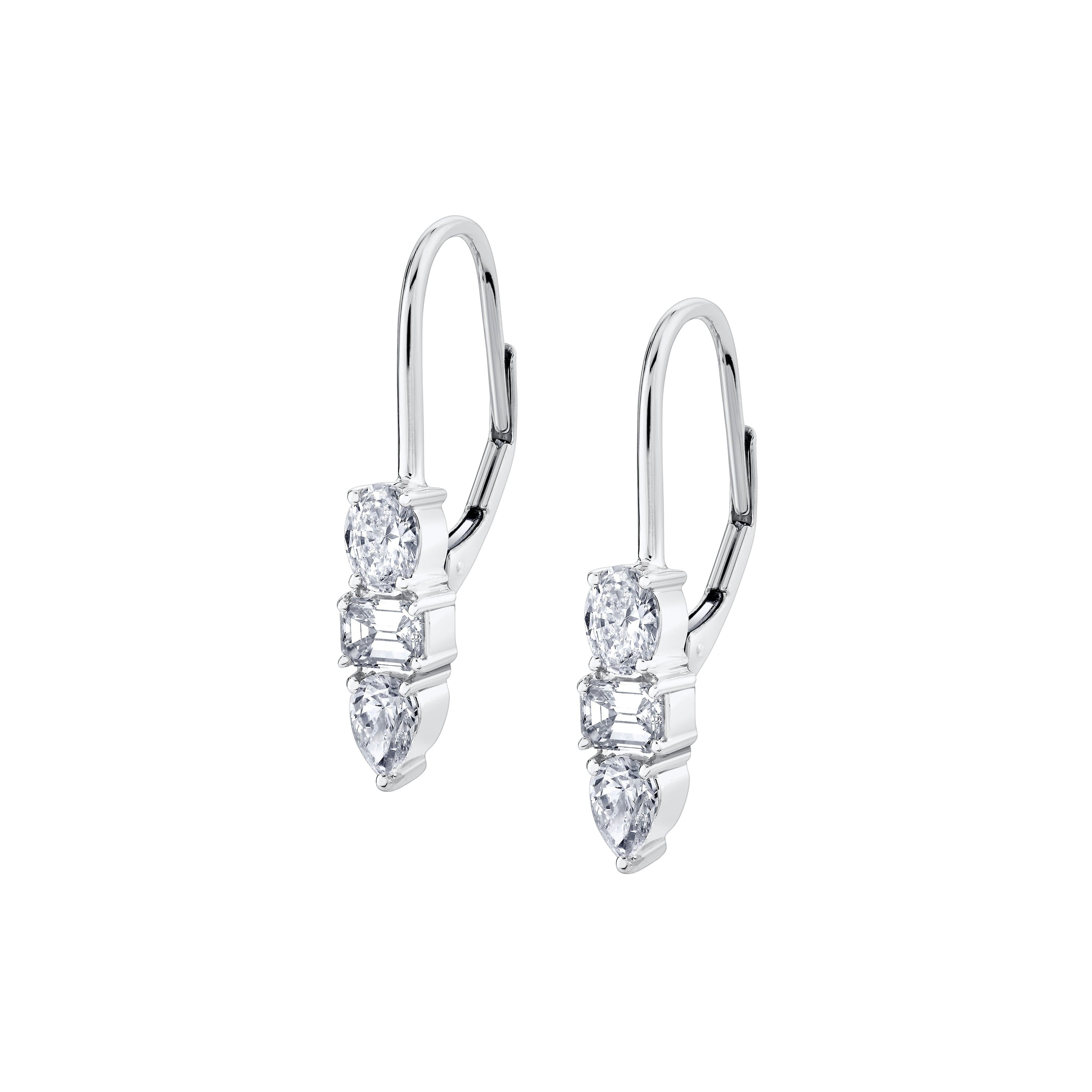 MICHAEL M Fashion Earrings 18K White Gold Montage 3 Drop Earrings
