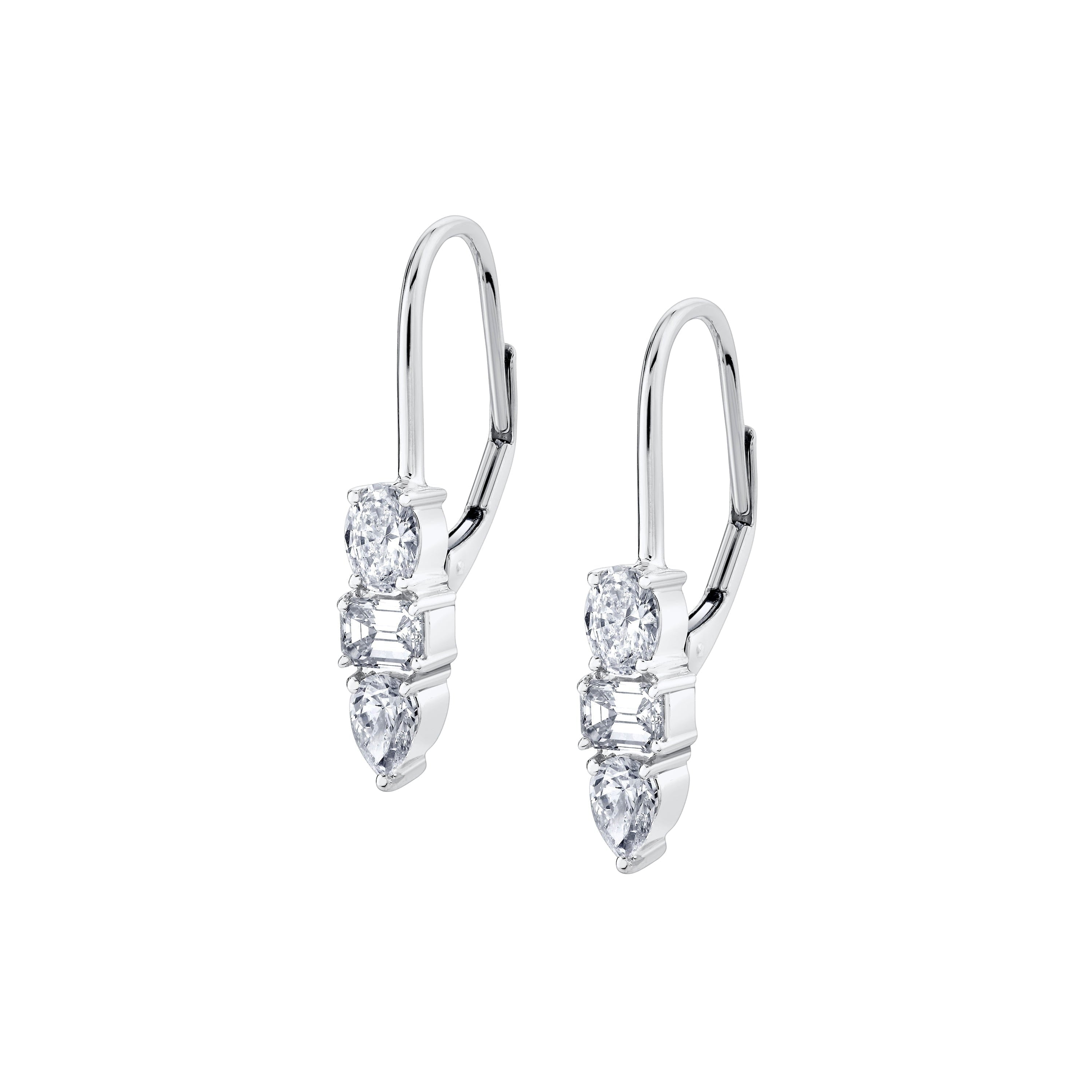 MICHAEL M Fashion Earrings 18K White Gold Montage 3 Drop Earrings ER614