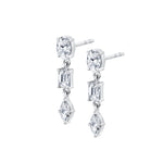 MICHAEL M Fashion Earrings 18K White Gold Montage 3 Stone Drop Earrings ER603