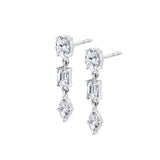 MICHAEL M Fashion Earrings 18K White Gold Montage 3 Stone Drop Earrings ER603