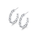 MICHAEL M Fashion Earrings 18K White Gold Montage Baguette Cluster Hoops ER602