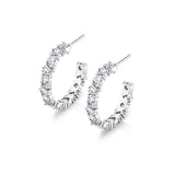 MICHAEL M Fashion Earrings 18K White Gold Montage Baguette Cluster Hoops ER602