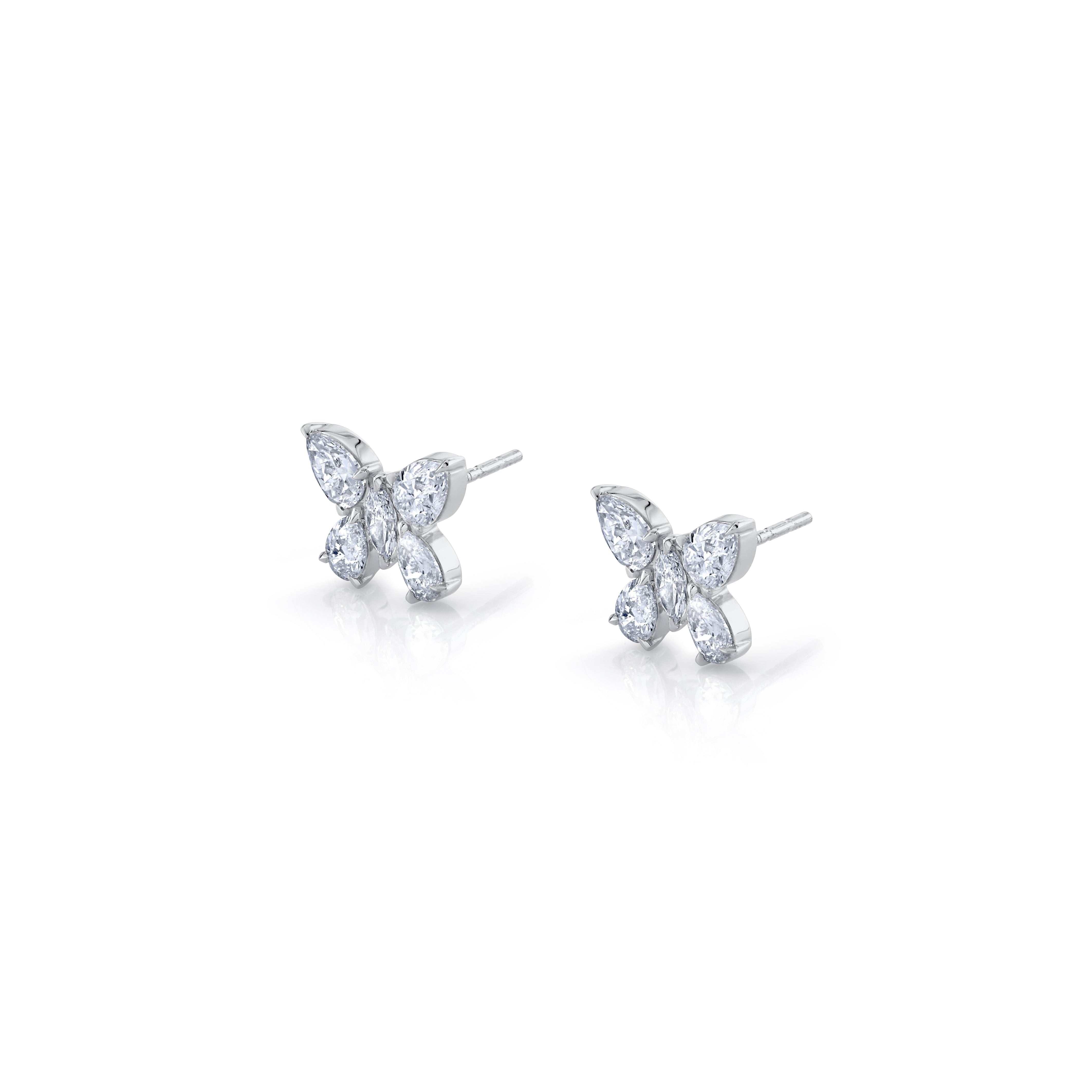 MICHAEL M Fashion Earrings 18K White Gold Montage Butterfly Stud Earrings